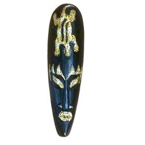 Tribal Chief Tiki Mask 21" with Gecko Characture - Primitive Art Brown & Yellow